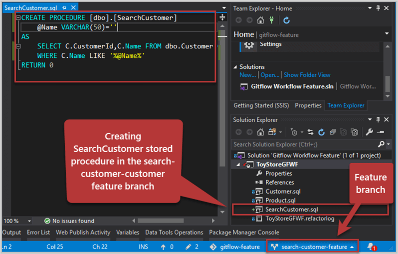 Creating SearchCustomer stored procedure in the search-customer-customer feature branch