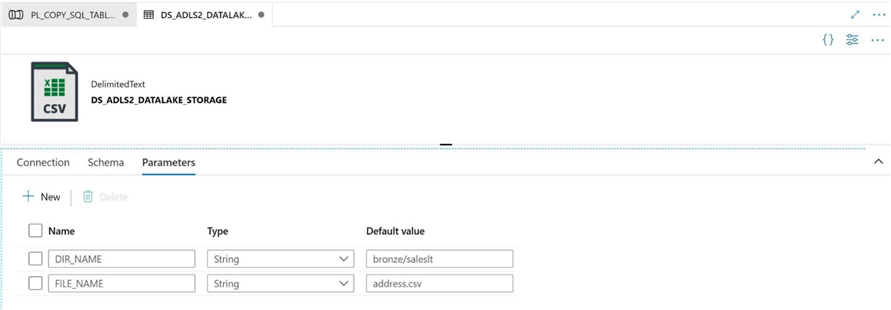 Parameter Driven Pipelines - Adding parameters to the target data set