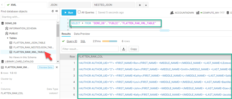 SelectFromXML Image showing how to select data from XML with variant col type