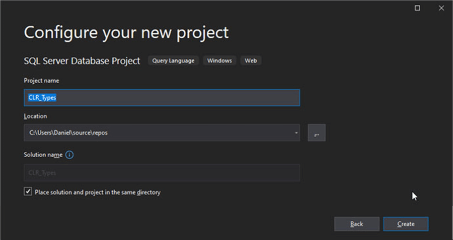 Screen Capture 2. Configure your new project,