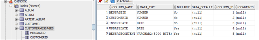 oracle query results