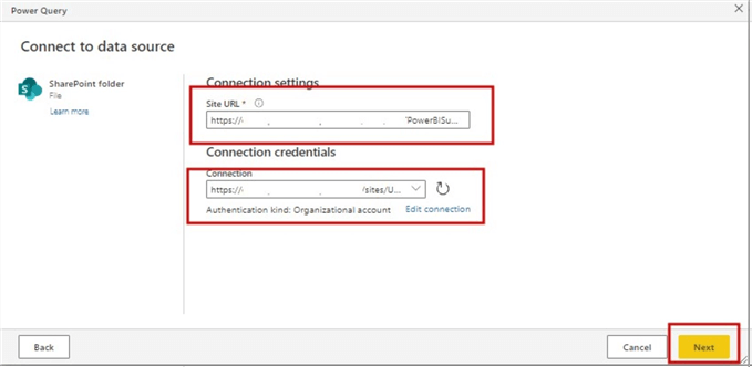 How to authenticate a SharePoint Folder source in Datamart