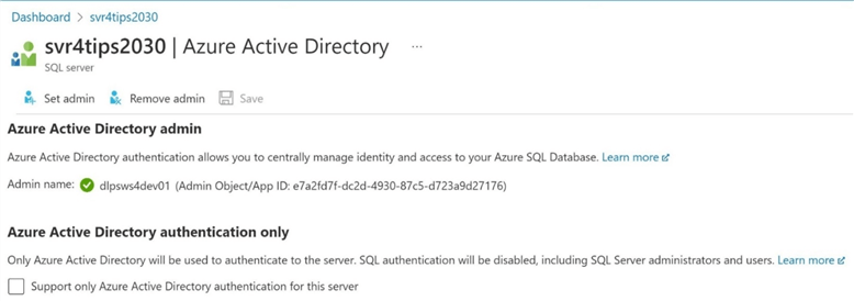 ADF - Script Activity - Use Azure portal to give managed identity Active Directory Admin rights to Azure SQL Server.