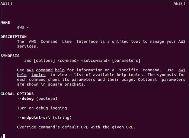 AWS - type in terminal for CLI command -related help