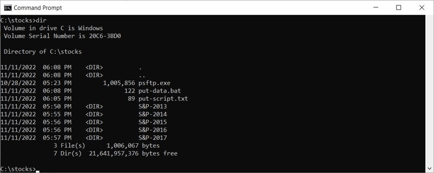 SFTP protocol for ABS - Setup directory with utility, script, batch file and data files.