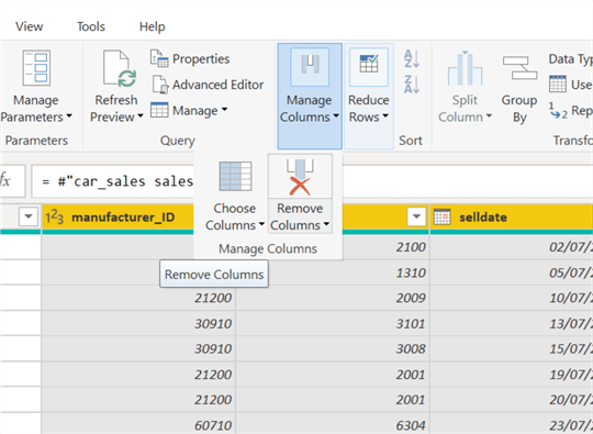 Power Query Editor-Manage Columns