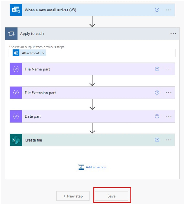How to save the flow steps created