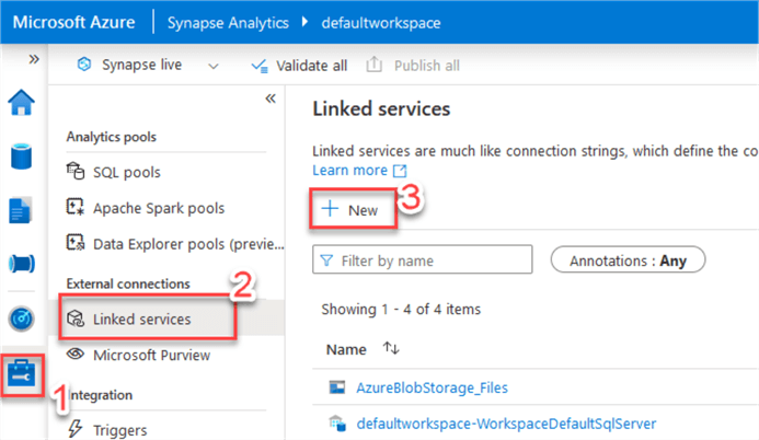How to create new linked services