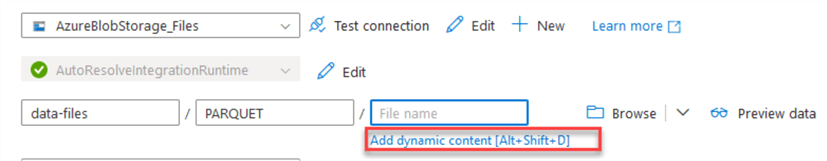 Create new pipeline: sink dynamic content