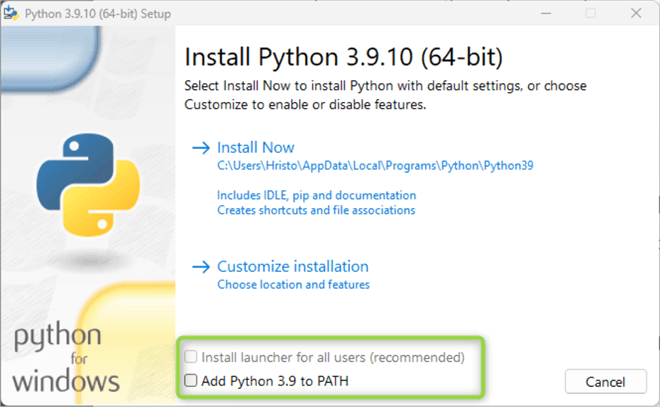install python 3.9.