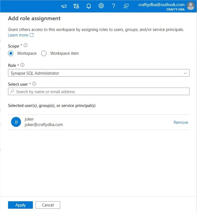 azure synapse serverless - lake database - add role assignment