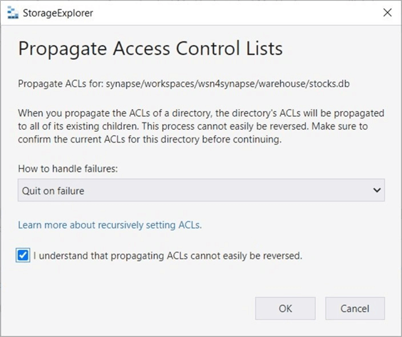 azure synapse serverless - lake database - propagate rights from container to all child objects.