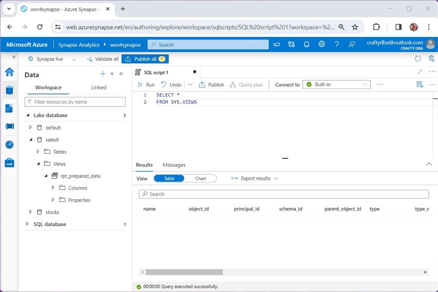 azure synapse serverless - lake database - views are not supported in SQL serverless pools