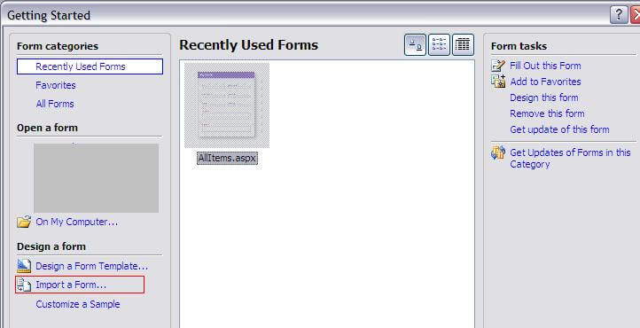 recently used forms
