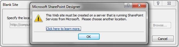 Error opening a non-SharePoint 2010 site