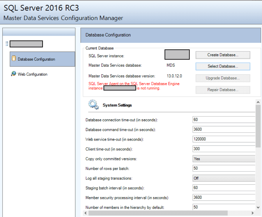 SQL Server Master Data Services Configuration Manager