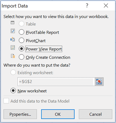 Import Data for a Power View Report