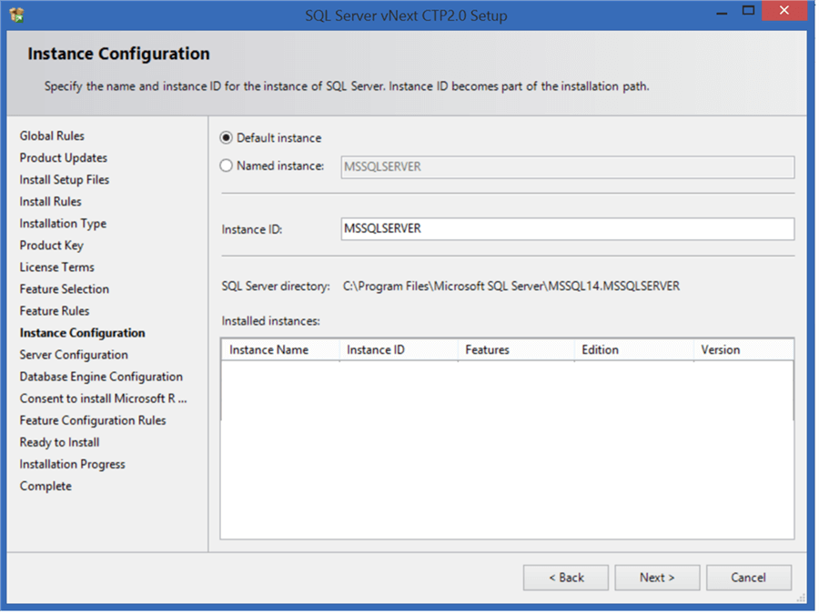SQL Server 2017 CTP2 Installation - Step 7
