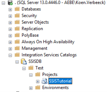 SSIS project in catalog as seen in Management Studio