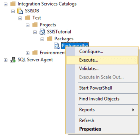 Execute package from SSMS