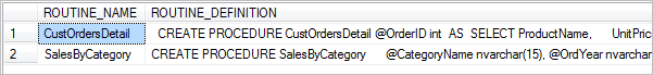 query results
