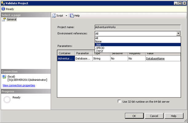 select the reference from the enviroment references combo box