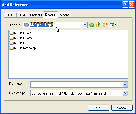 Specify Folder for the Add Reference in Visual Studio