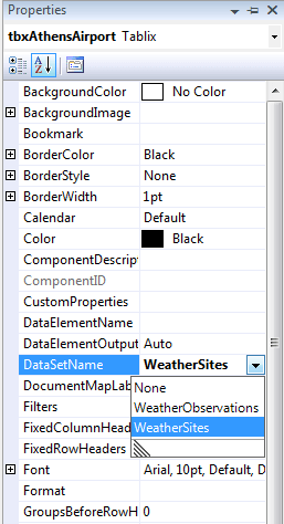 Setting the DatasetName property of the Tablix in SQL Server Reporting Services