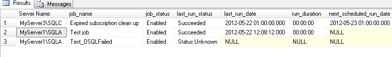 sample output for multi server query