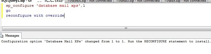 Run EXEC sp_configure 'database mail XPs', 1; and reconfigure with override