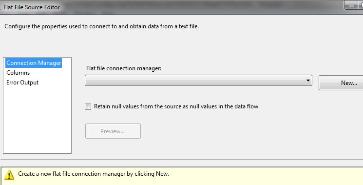 double click on the Flat File Source
