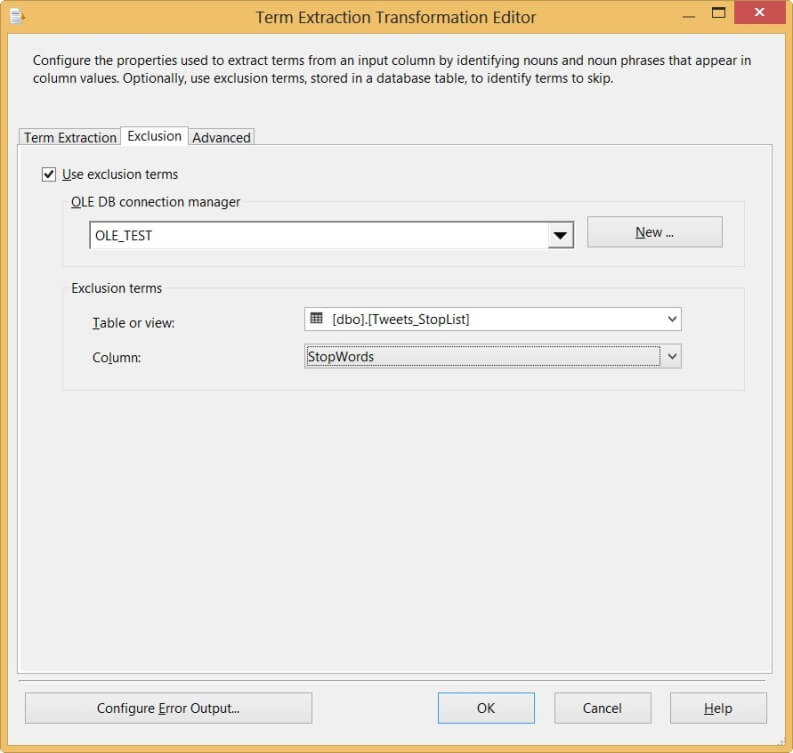 Configuration of the Exclusion List