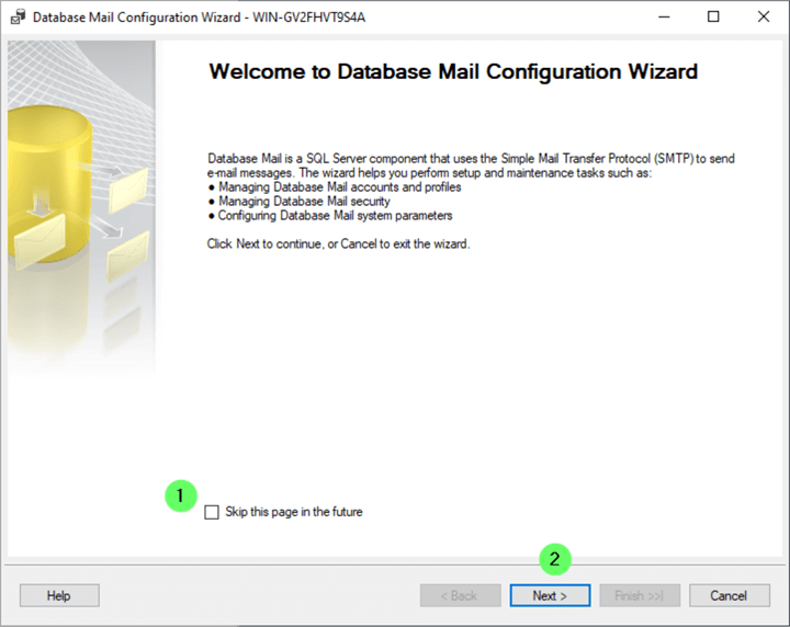 Configure Database Mail Wizard 1