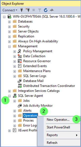 Create SQL Agent Operator 1