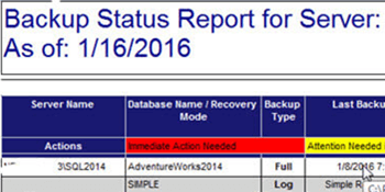 backup status report