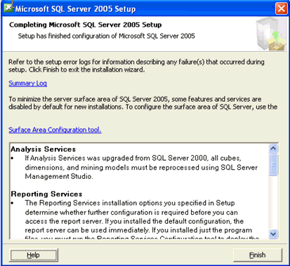 sql server 2005 setup