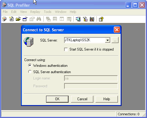 SQLServer2000 Profiler Login