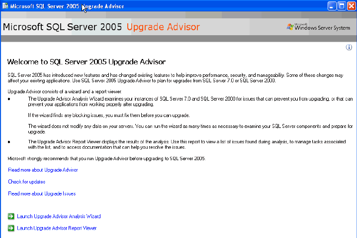 SQLServer2005UpgradeAdvisor 1