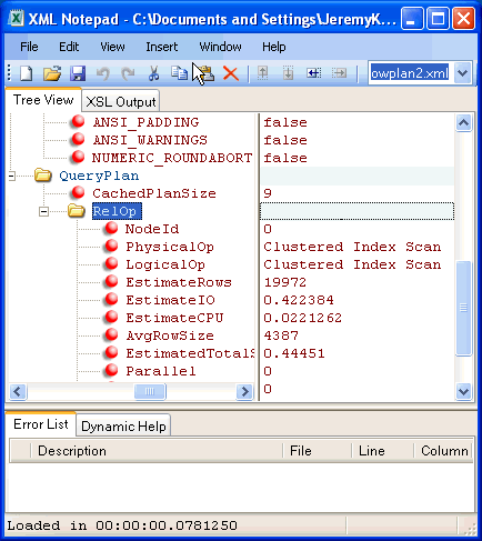 XMLNotePad2007 XMLSHOWPLAN
