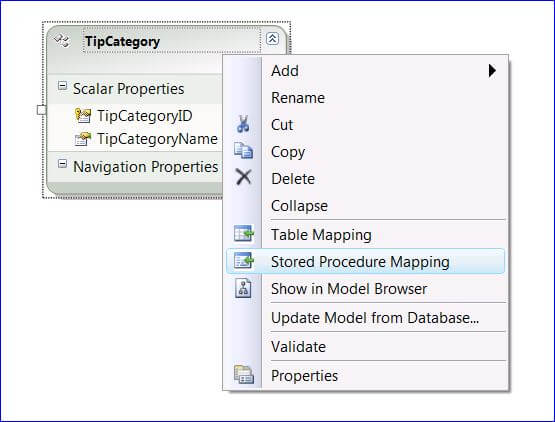 map our stored procedures to the Insert, Update and Delete functions for the entity