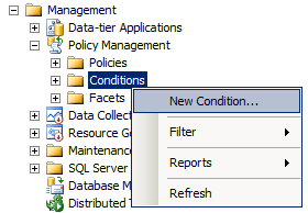 click the Conditions node under Policy Management