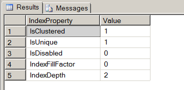 With the INDEXPROPERTY system meta data function you can get different index and statistics properties for a table