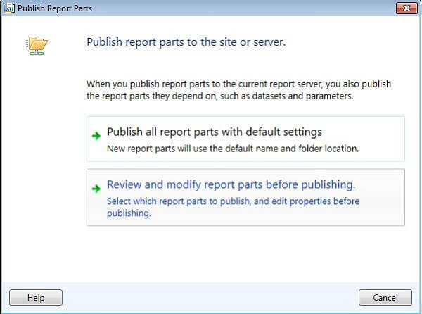 publish report parts