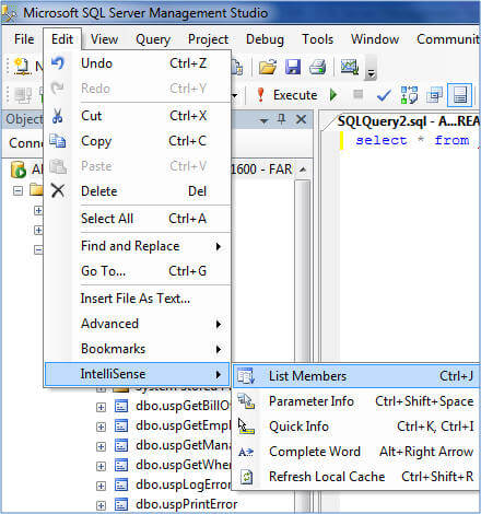 refreshing the local cache in ssms