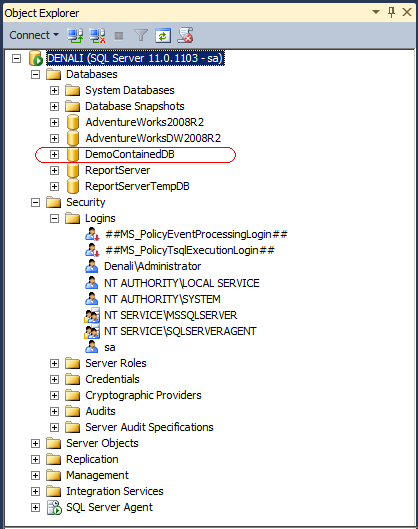 connecting the sql server instance using sa privilages