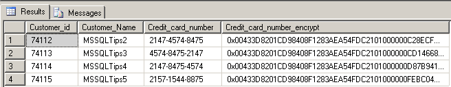 Sample Encrypted and Decrypted Credit Card Data