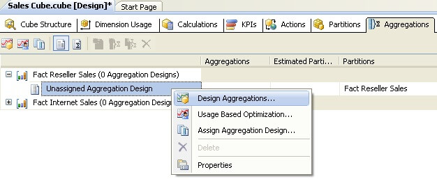 using the aggregation design wizard in ssas