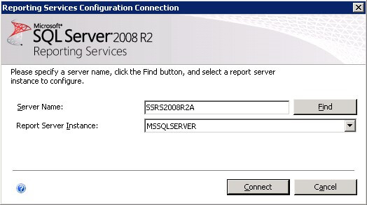 SQL Server 2008 R2 Reporting Services Configuration Connection