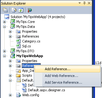 Add Reference in Visual Studio