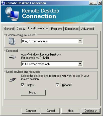 Configuring local drive mappings for remote desktop session